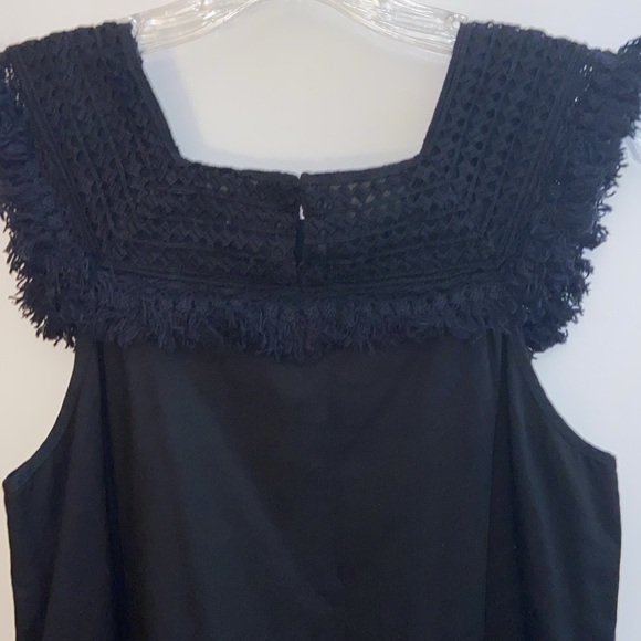 NWT Madewell Sundream Black Fringe Cotton Blend Dress in size 10 w/ pockets - Picture 5 of 7